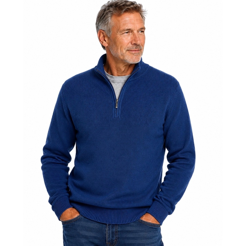 VTG St. Croix Mens Size L Wool Blend Ribbed 1/4 Zip Sweater Made in USA Luxury